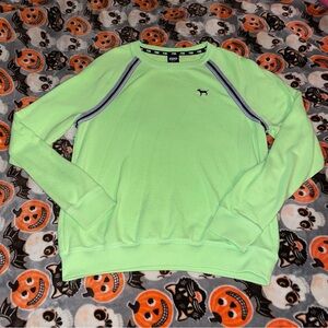 VS Pink neon green athletic crew neck spring sweatshirt